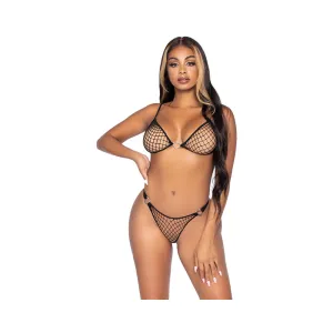 2 Pc Industrial Net Bikini Set - One Size - Black