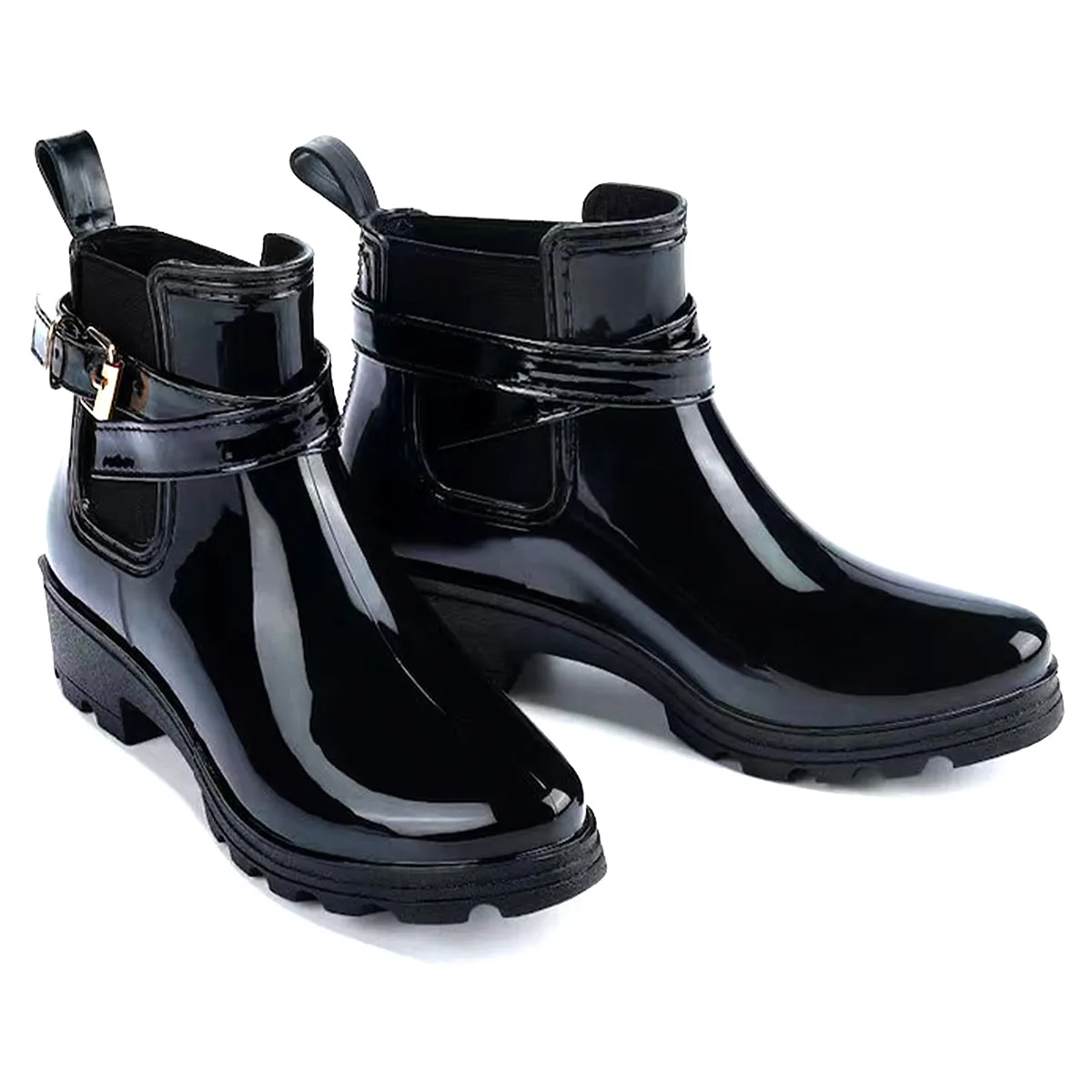 Alana Buckled Strap Gumboot Rain Waterproof Boots