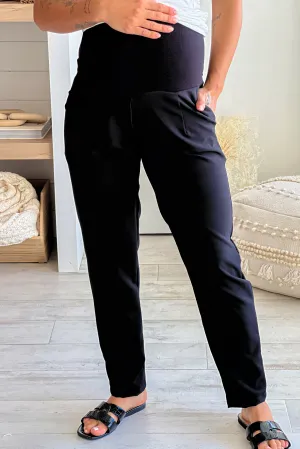 Black Relax Fit Soft Band Maternity Pants