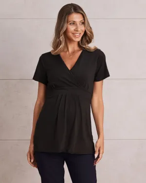 Bree Maternity  Crossover Work Top - Black