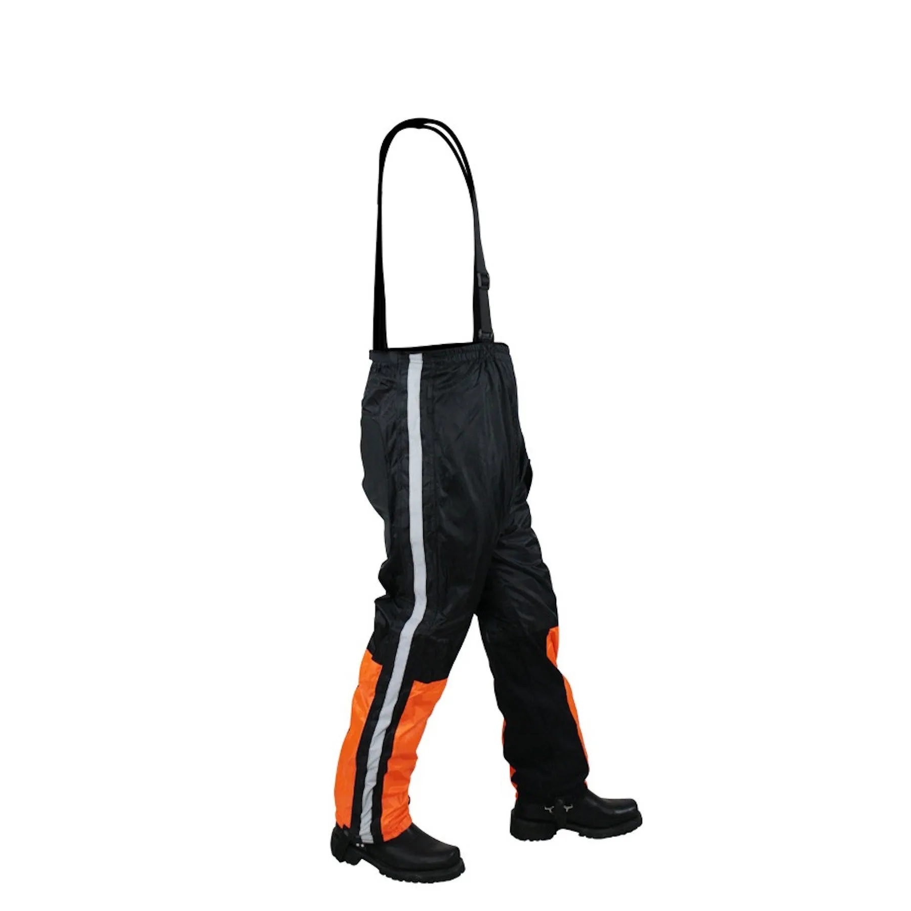 Bright Black/Orange Textile Two-Piece Rain Suit With Night Vision Reflectors On Front And Back