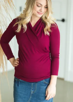 Burgundy Long Sleeve Maternity Top - FINAL SALE