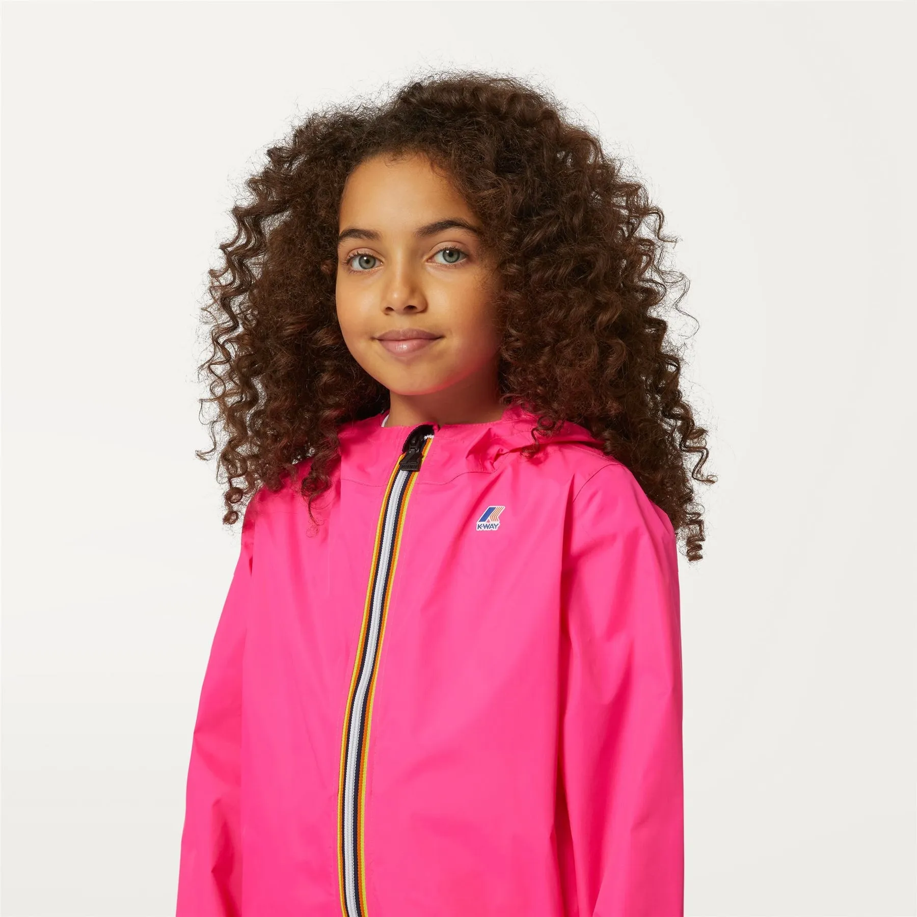 Claude - Kids Packable Full Zip Rain Jacket in Pink Intense