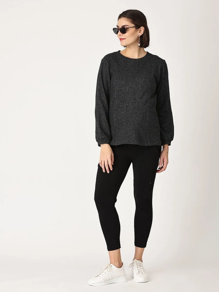 Combo Of Eclipse Maternity Sweatshirt With Black Leggings