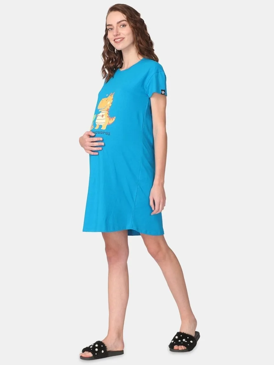 Combo Of Pregasaurus & Baby On Board Maternity T-Shirt Dress