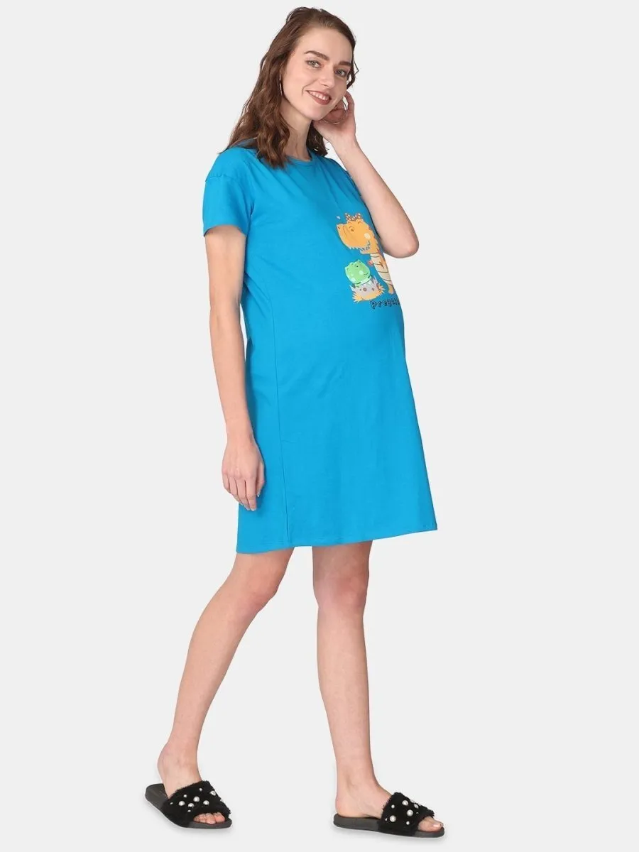 Combo Of Pregasaurus & Baby On Board Maternity T-Shirt Dress