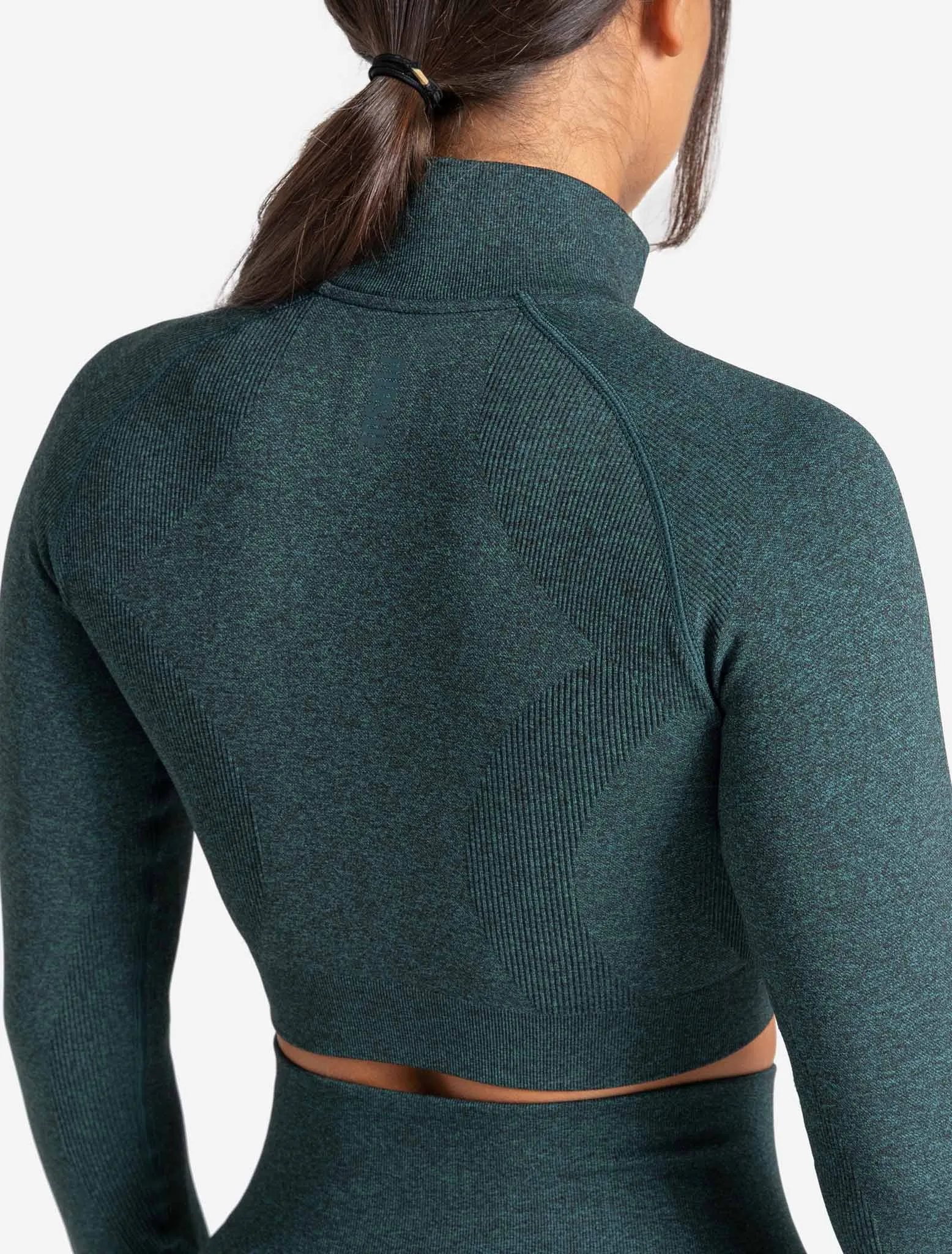 Core Seamless Crop 1/2 Zip - Teal Marl