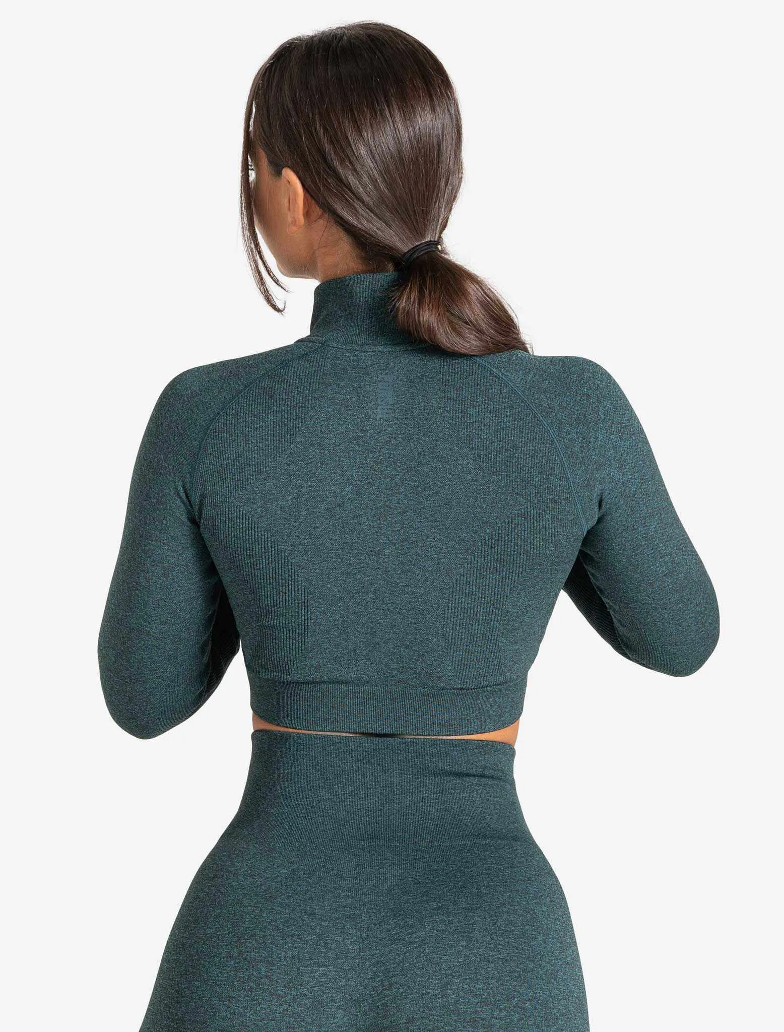 Core Seamless Crop 1/2 Zip - Teal Marl