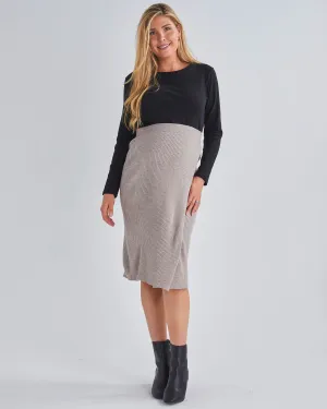 Cozy Elegance Wool Blend Maternity Skirt - Beige