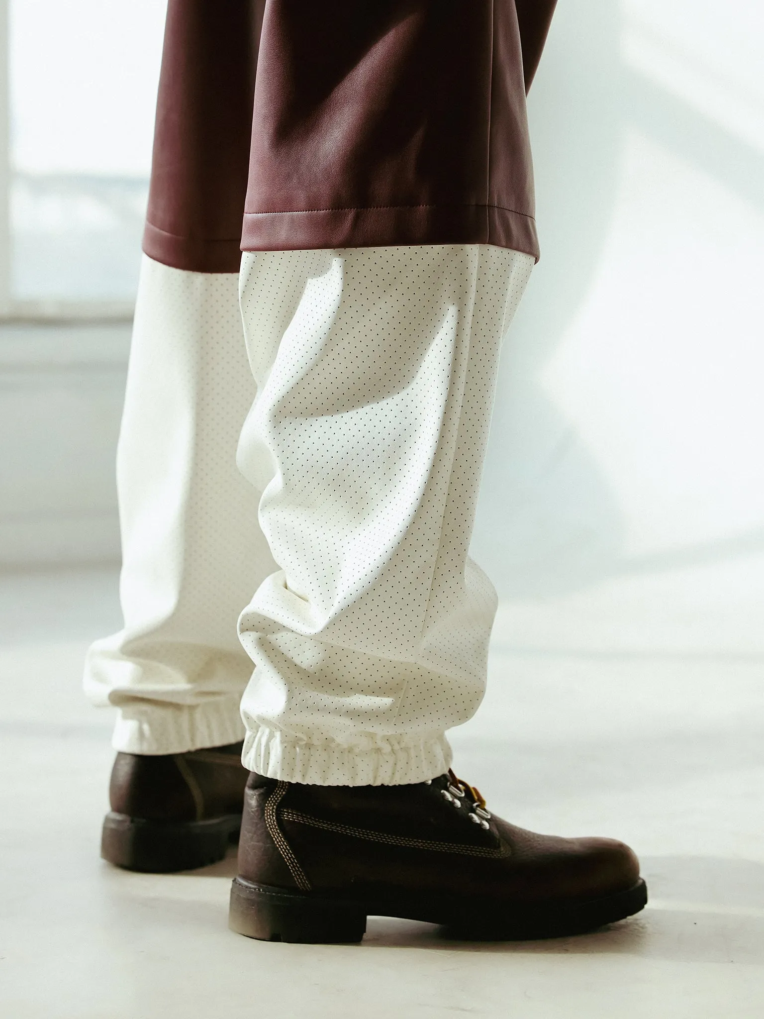 DOUBLE LAYER PANTS | BURGUNDY WHITE