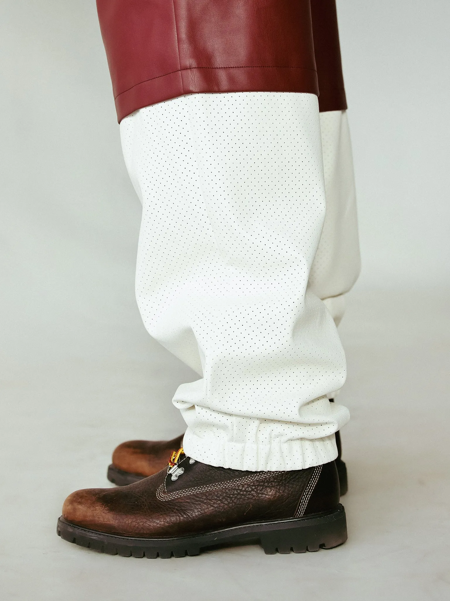 DOUBLE LAYER PANTS | BURGUNDY WHITE