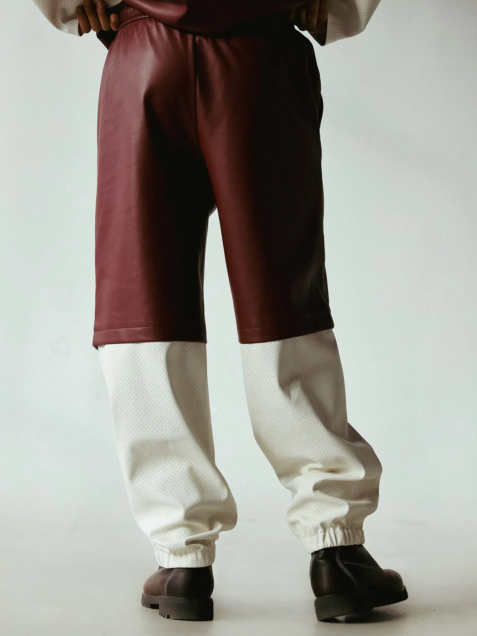 DOUBLE LAYER PANTS | BURGUNDY WHITE