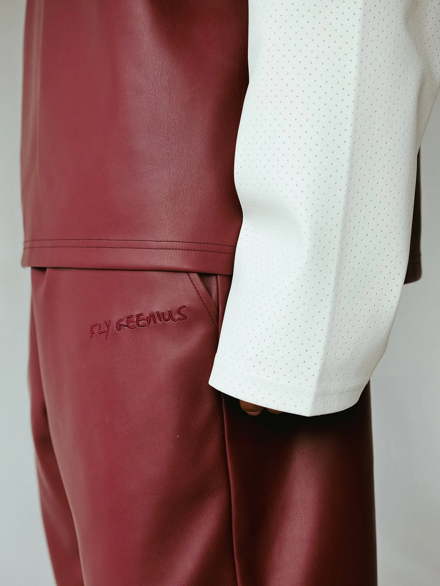 DOUBLE LAYER PANTS | BURGUNDY WHITE