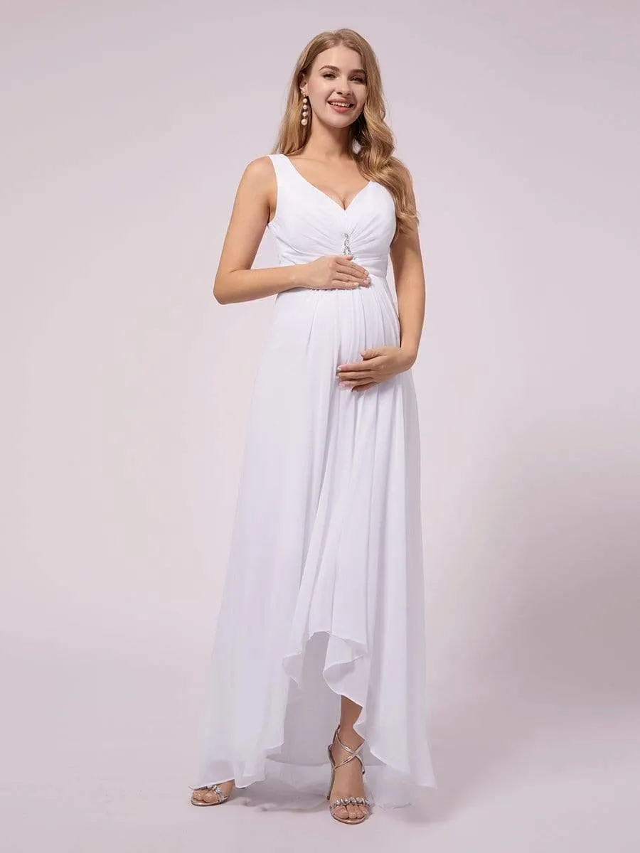 Double V-neck Asymmetrical Simple Maternity Dress