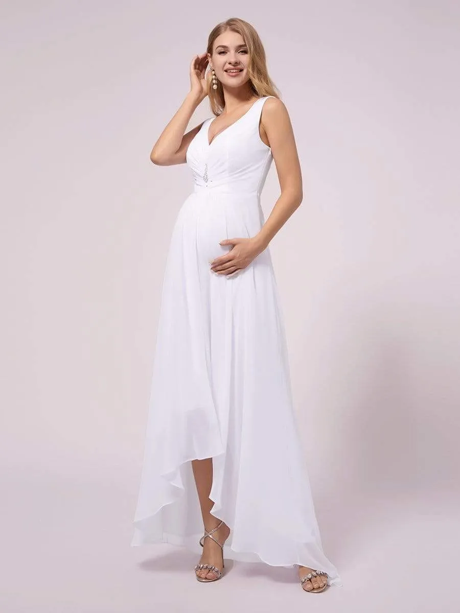 Double V-neck Asymmetrical Simple Maternity Dress