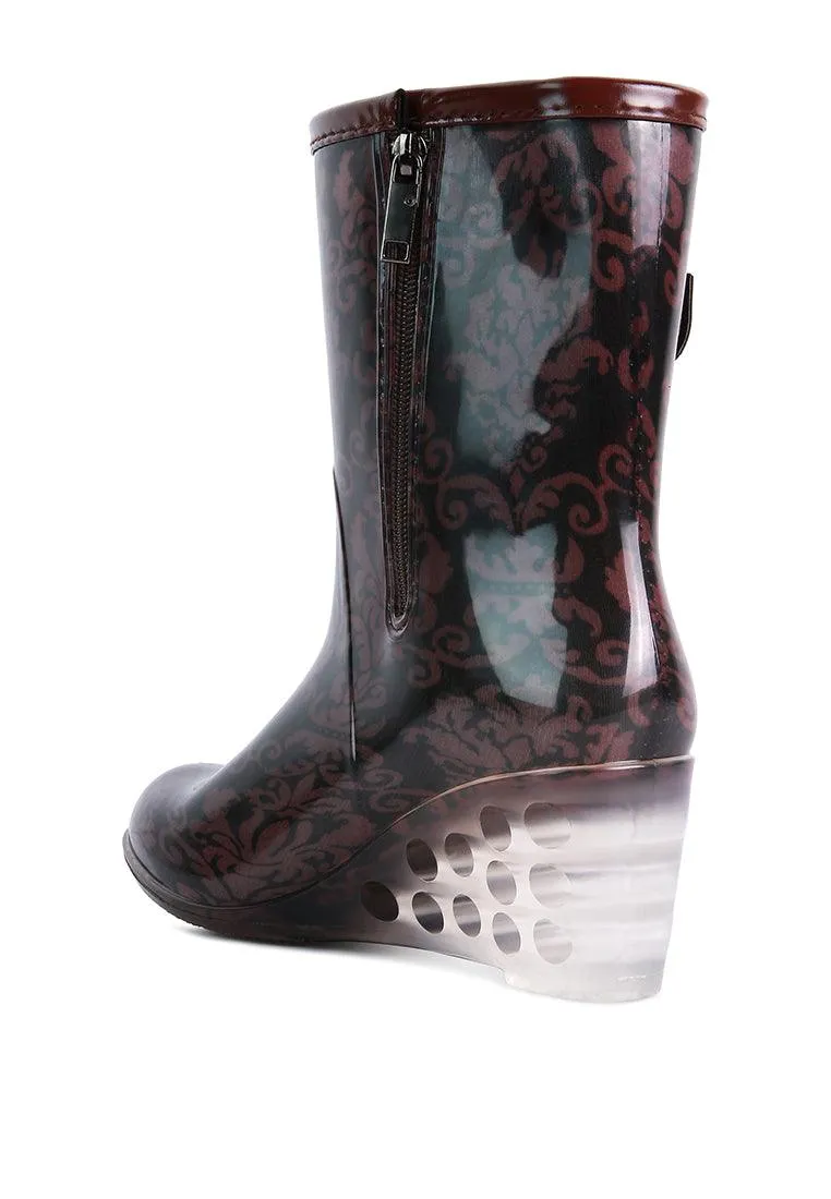 drench clear wedge rainboots