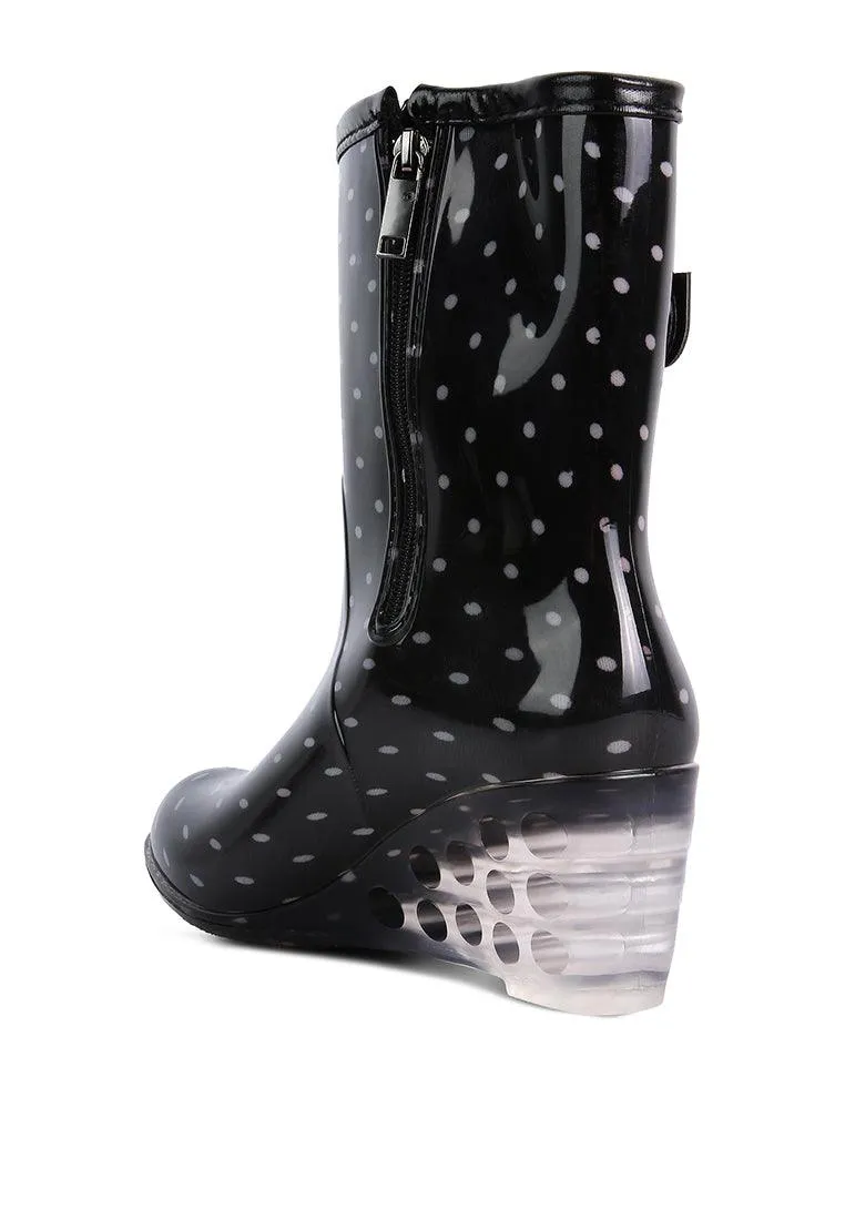 drench clear wedge rainboots