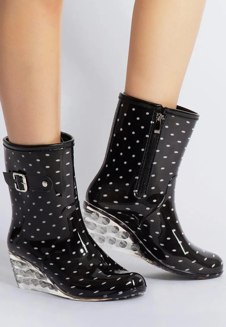 drench clear wedge rainboots