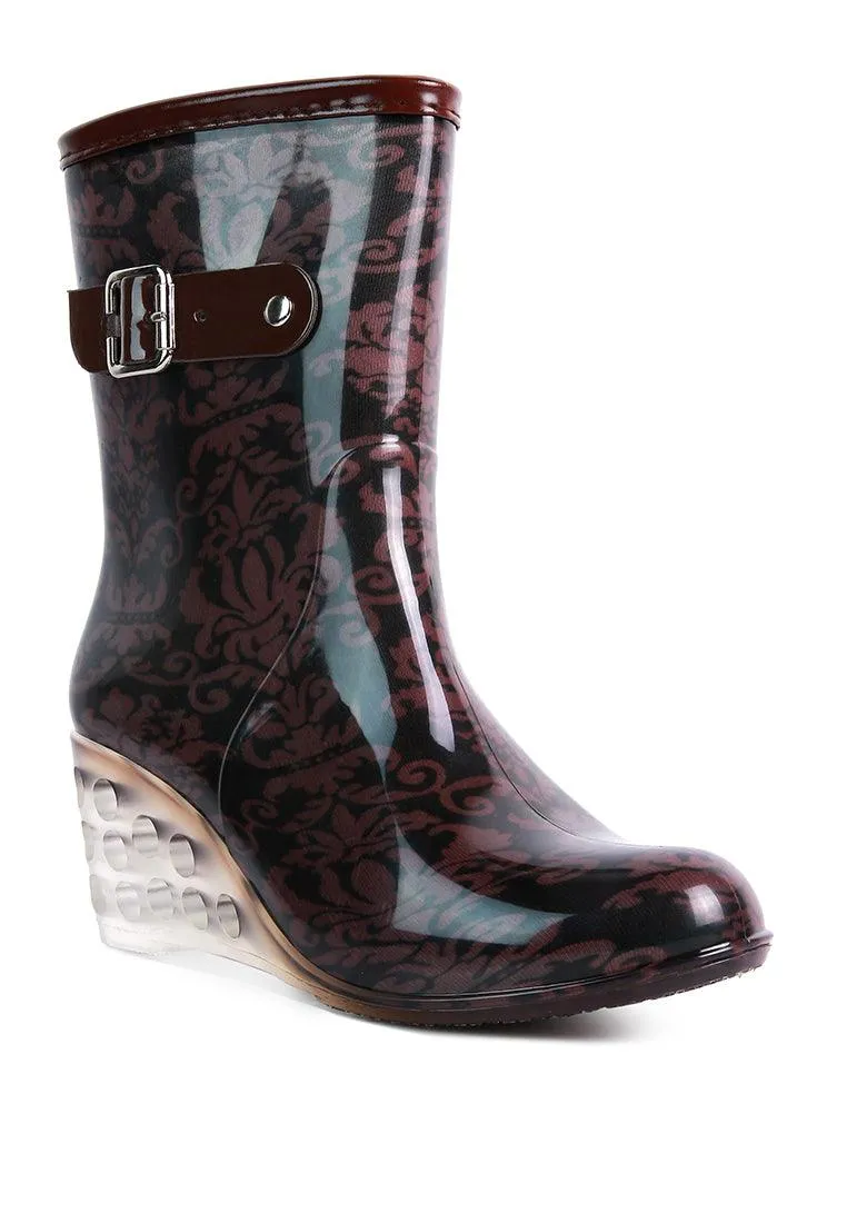 drench clear wedge rainboots