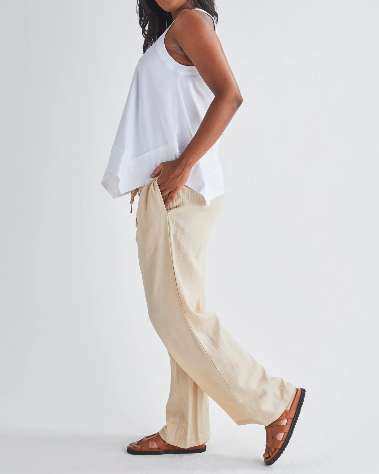 Giulia Maternity Linen Pants in Sand