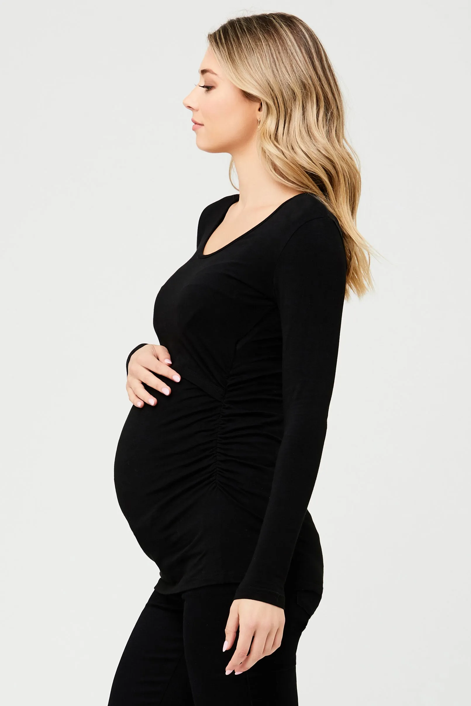 Kate Organic Cotton Maternity Nursing Top in Black Ripe