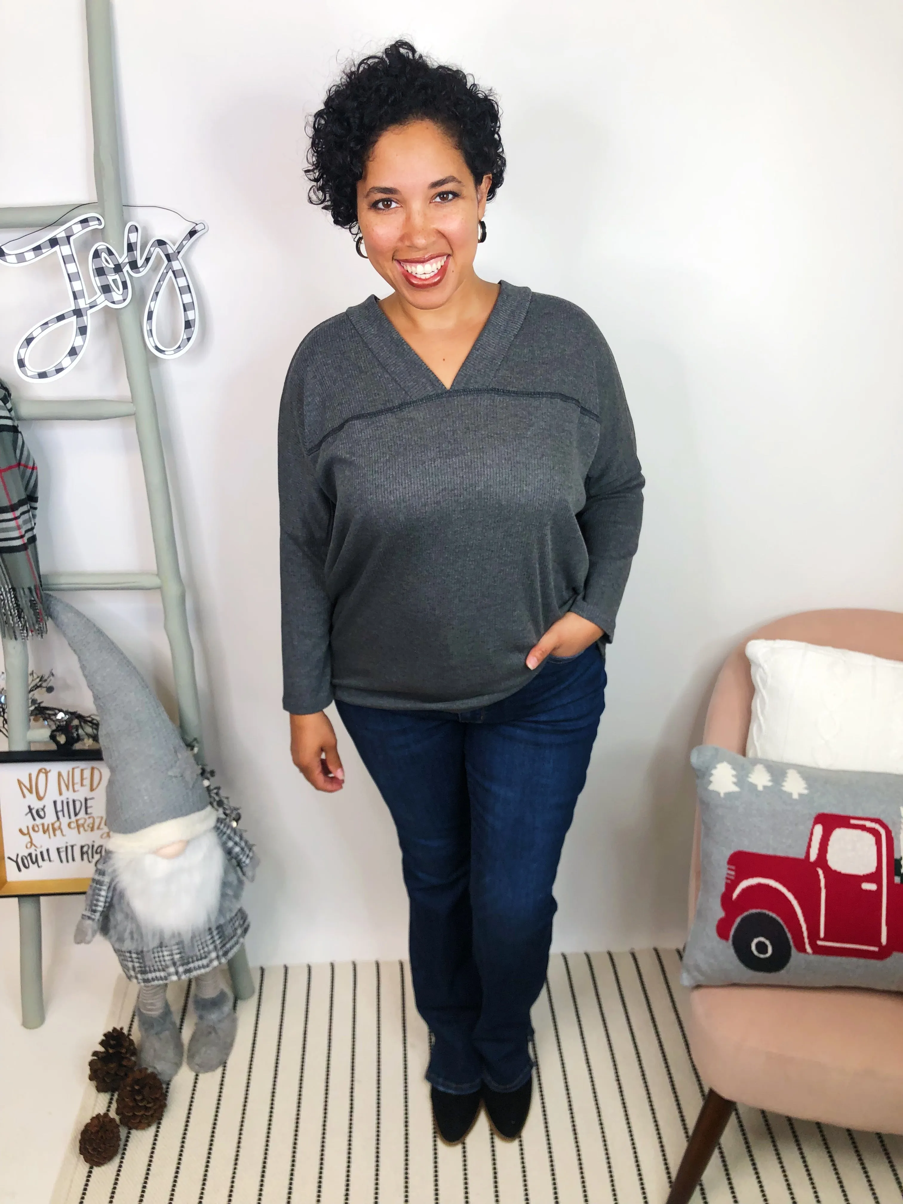 #L314 All Grey All Day Dolman Top