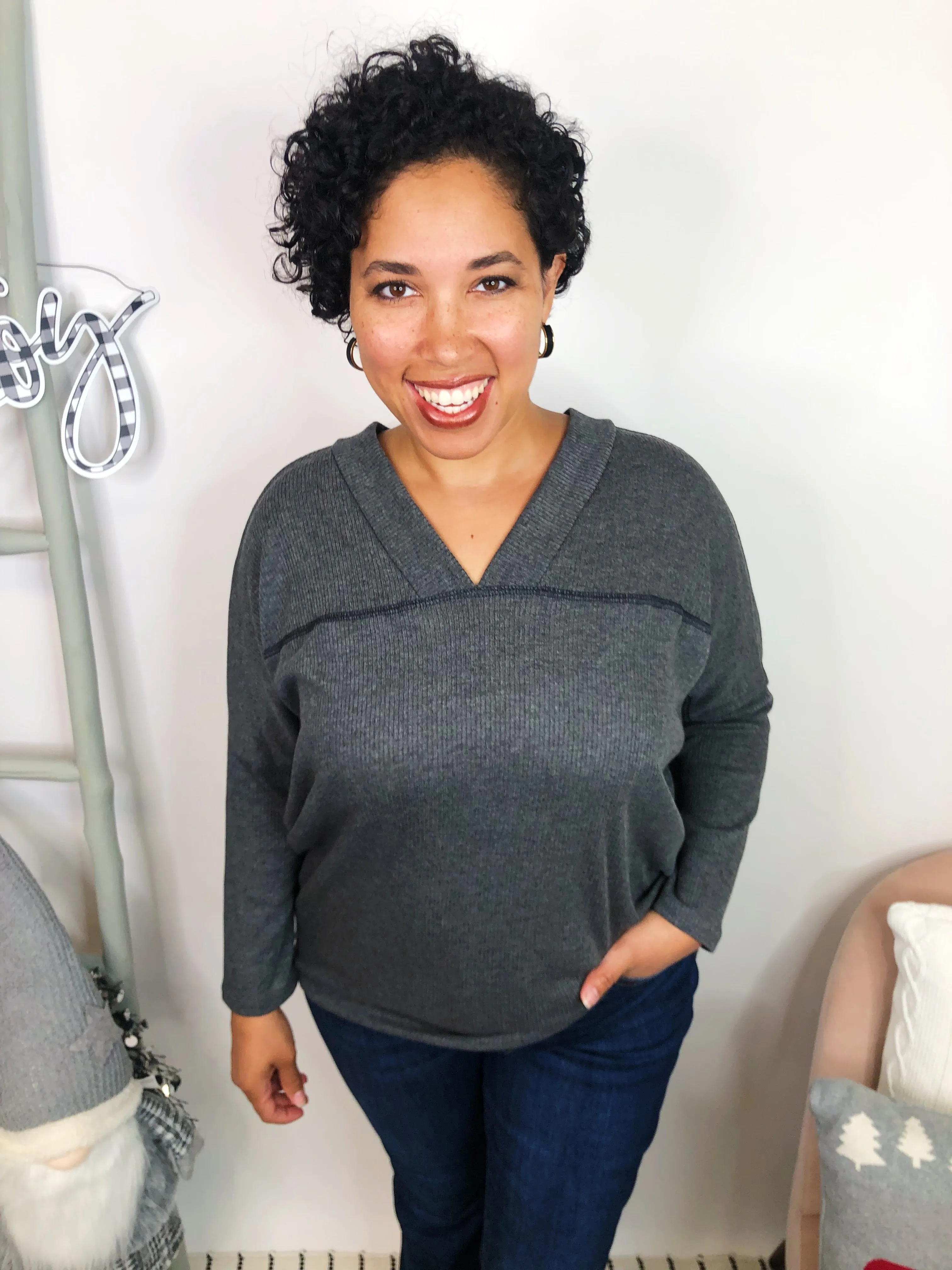 #L314 All Grey All Day Dolman Top