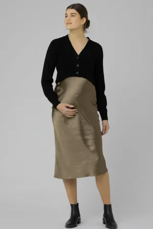 Lexie Satin Skirt Champagne Olive