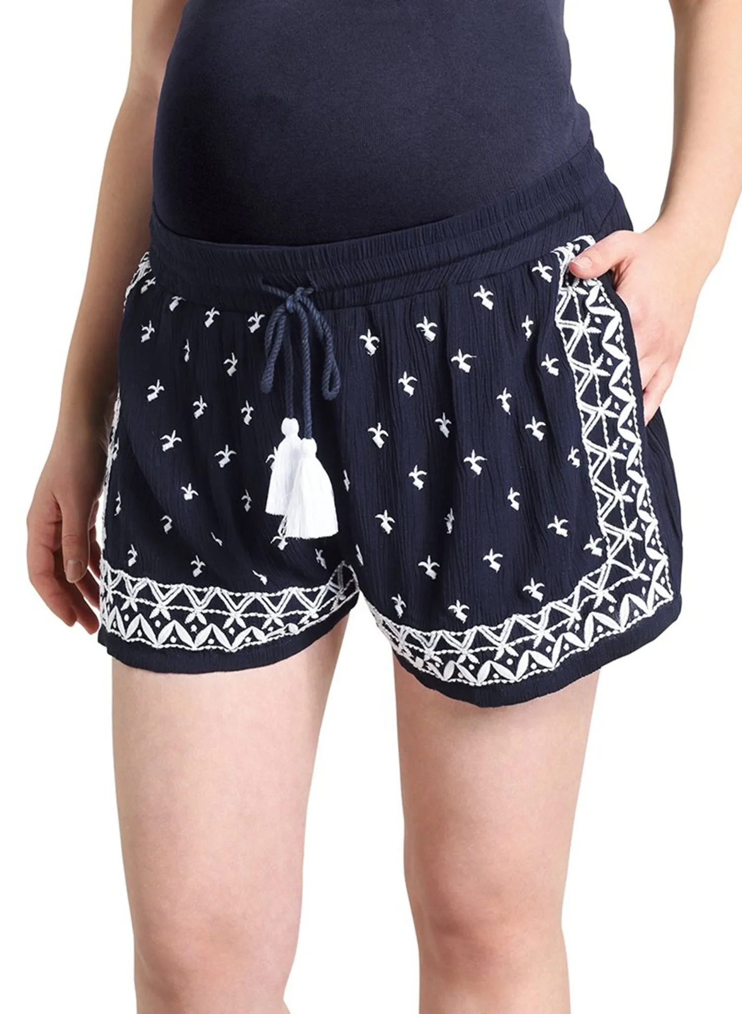 Maternity Embroidered Shorts