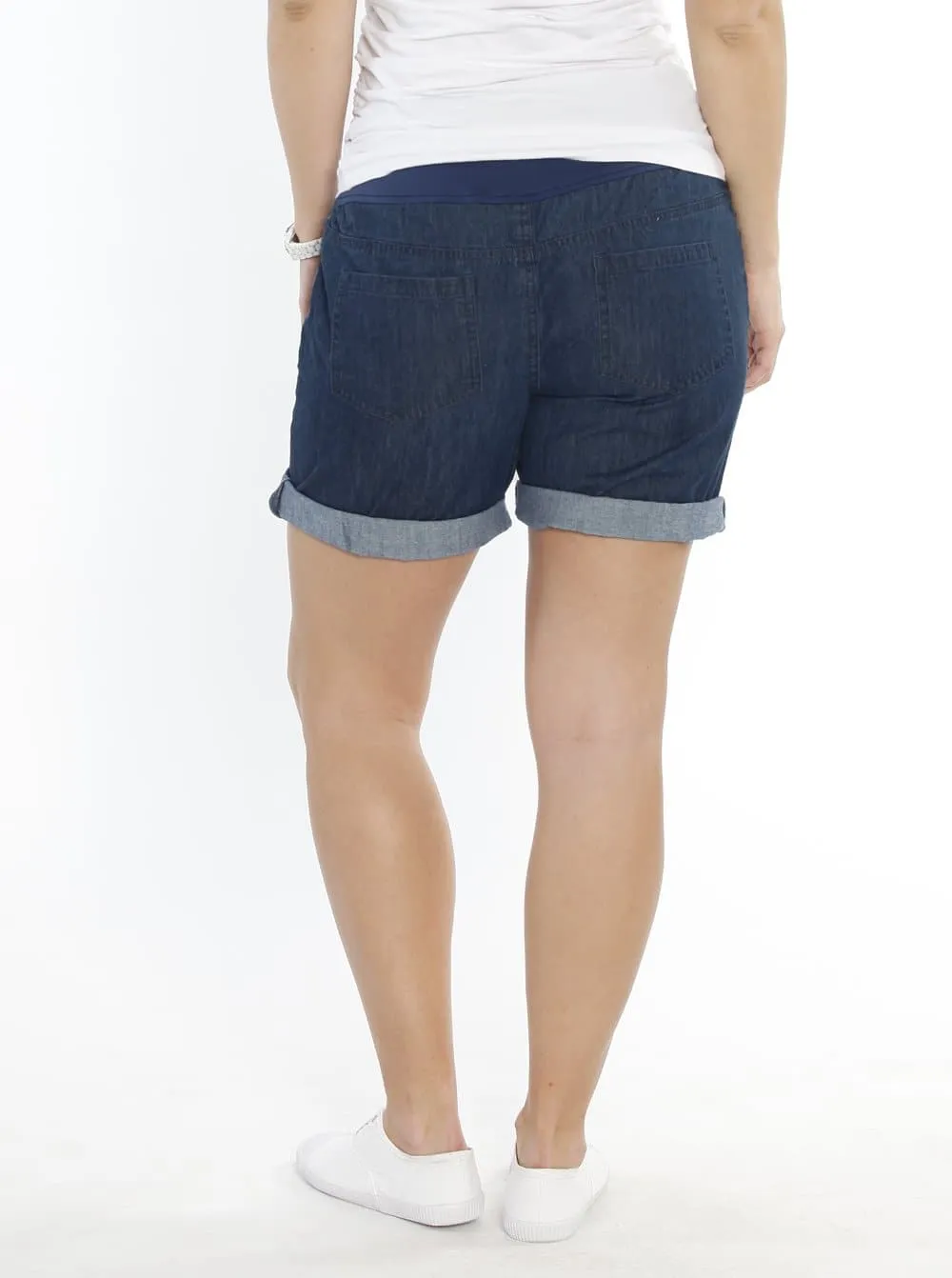 Maternity Summer Denim Short - Navy Blue