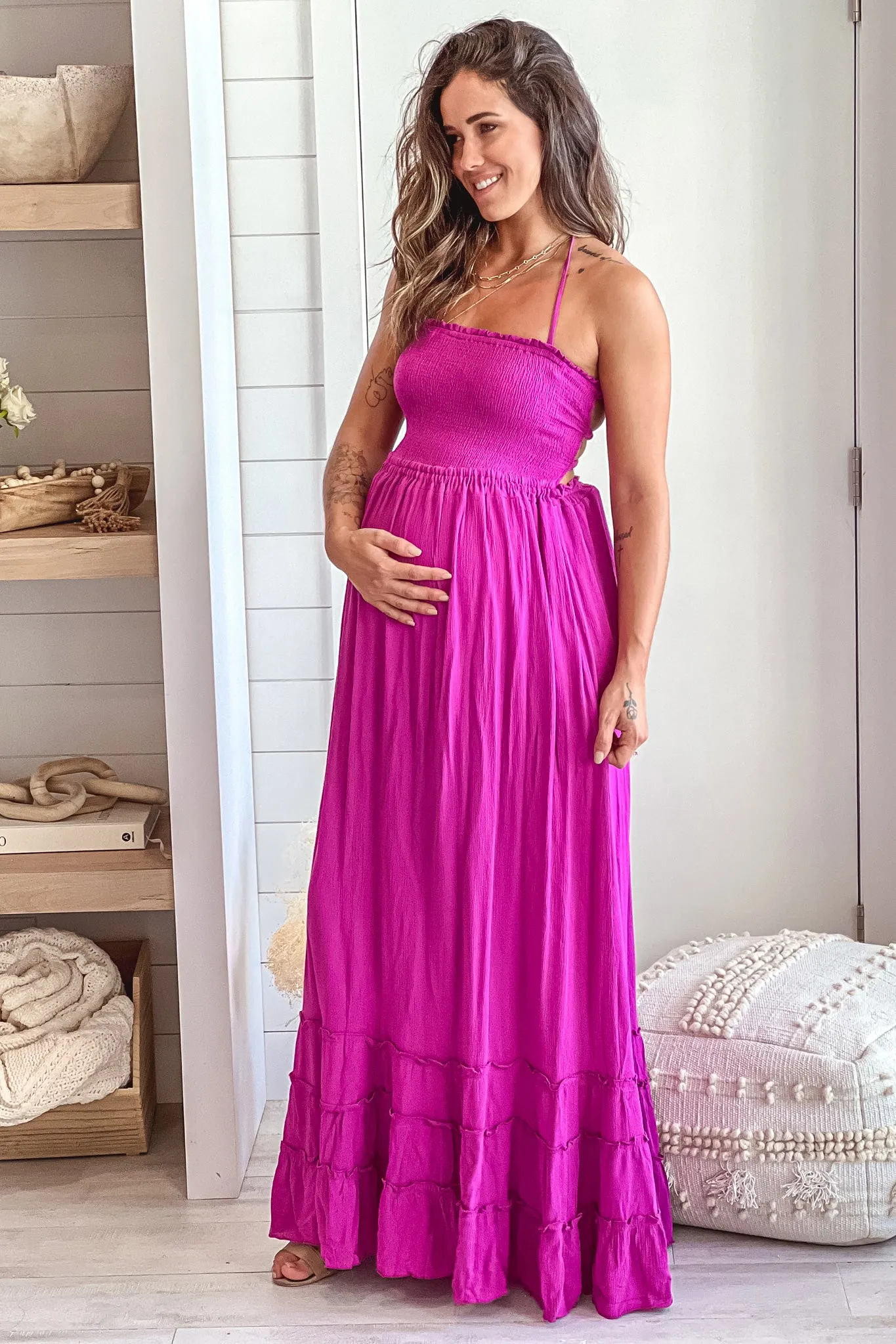 Orchid Maternity Maxi Dress With Smocked Top