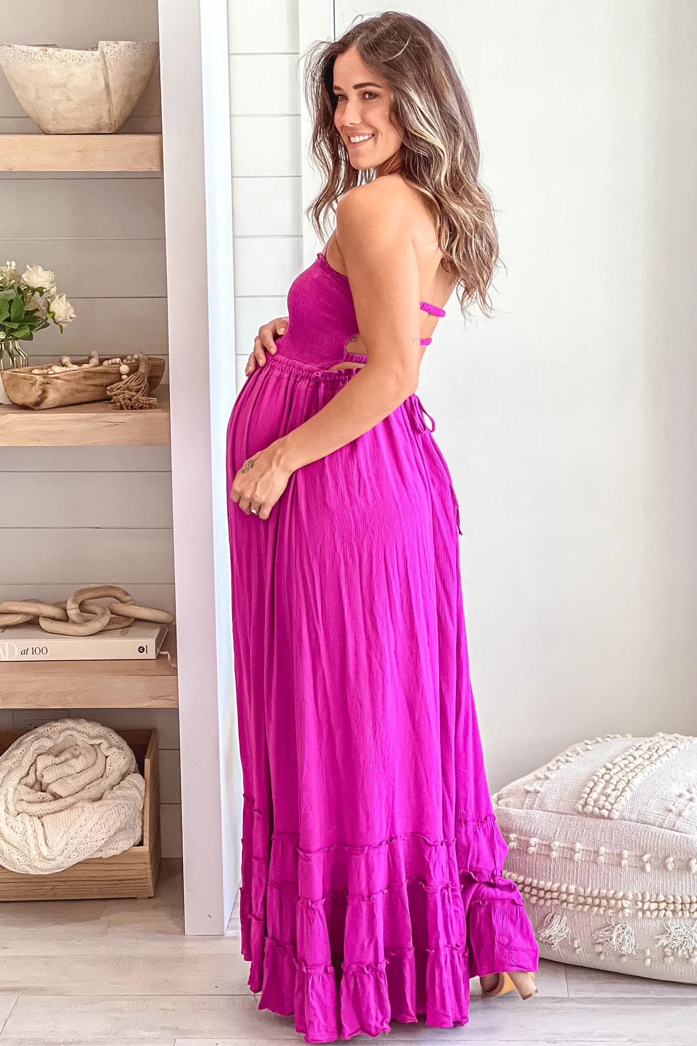 Orchid Maternity Maxi Dress With Smocked Top