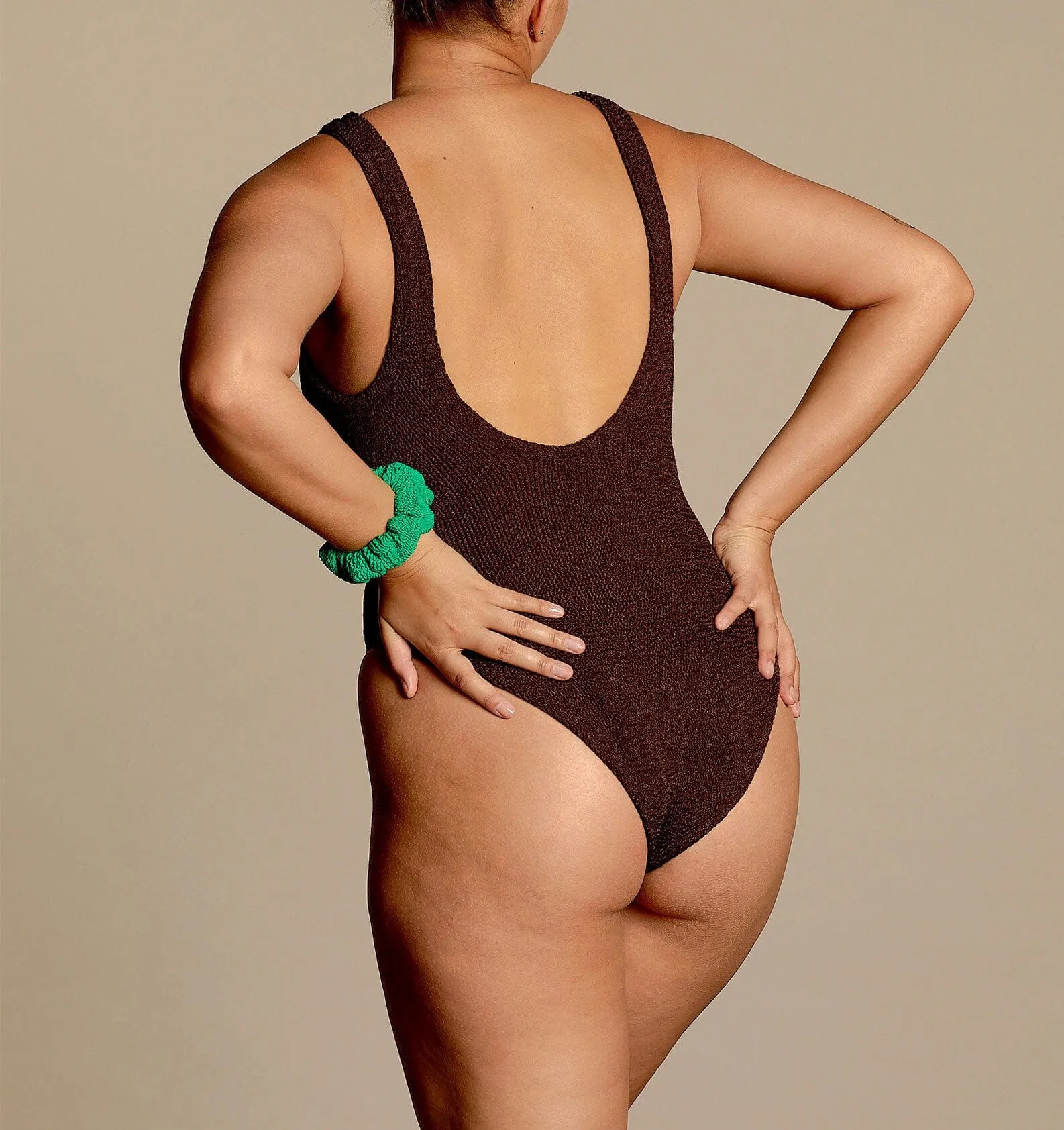 Ring detail one piece swimsuit [Chocolate Crinkle]