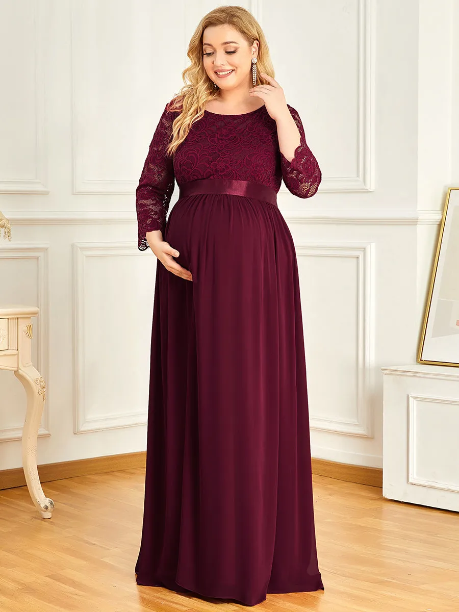 Round Neck Plus Size A-Line Floor-Length Wholesale Maternity Dresses