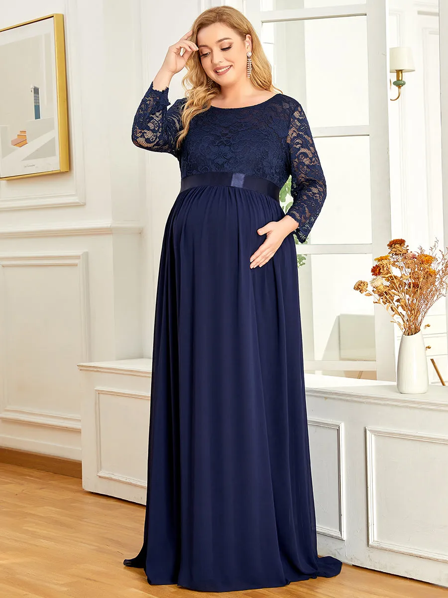 Round Neck Plus Size A-Line Floor-Length Wholesale Maternity Dresses