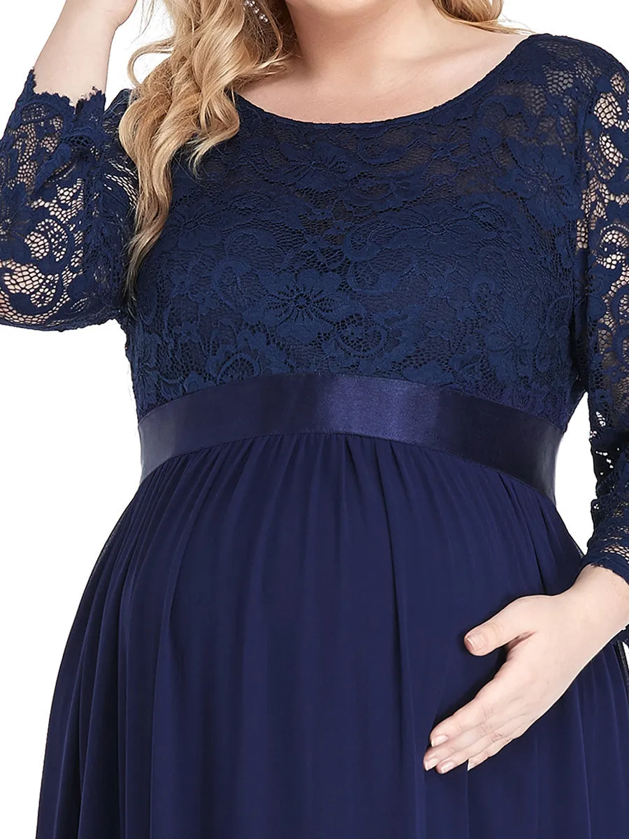 Round Neck Plus Size A-Line Floor-Length Wholesale Maternity Dresses