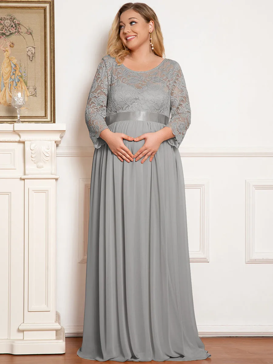 Round Neck Plus Size A-Line Floor-Length Wholesale Maternity Dresses