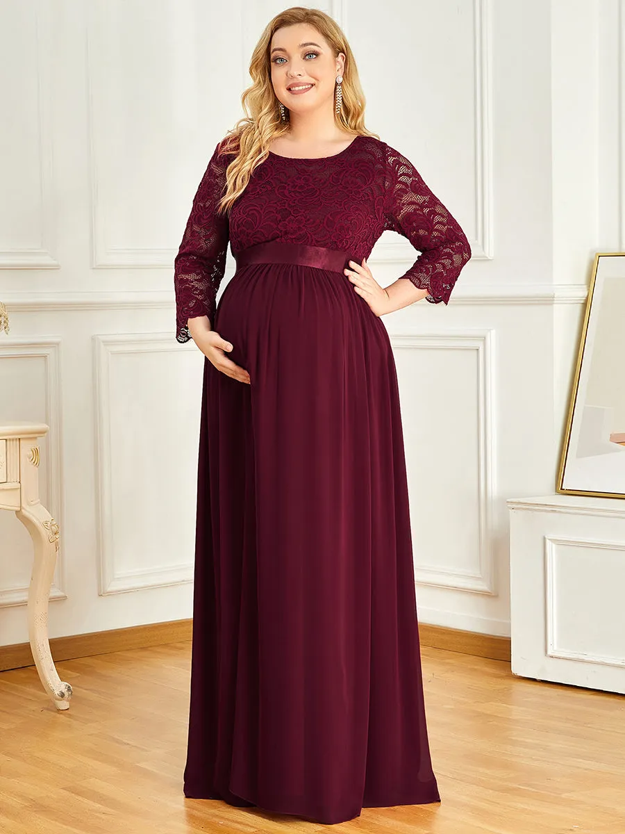 Round Neck Plus Size A-Line Floor-Length Wholesale Maternity Dresses