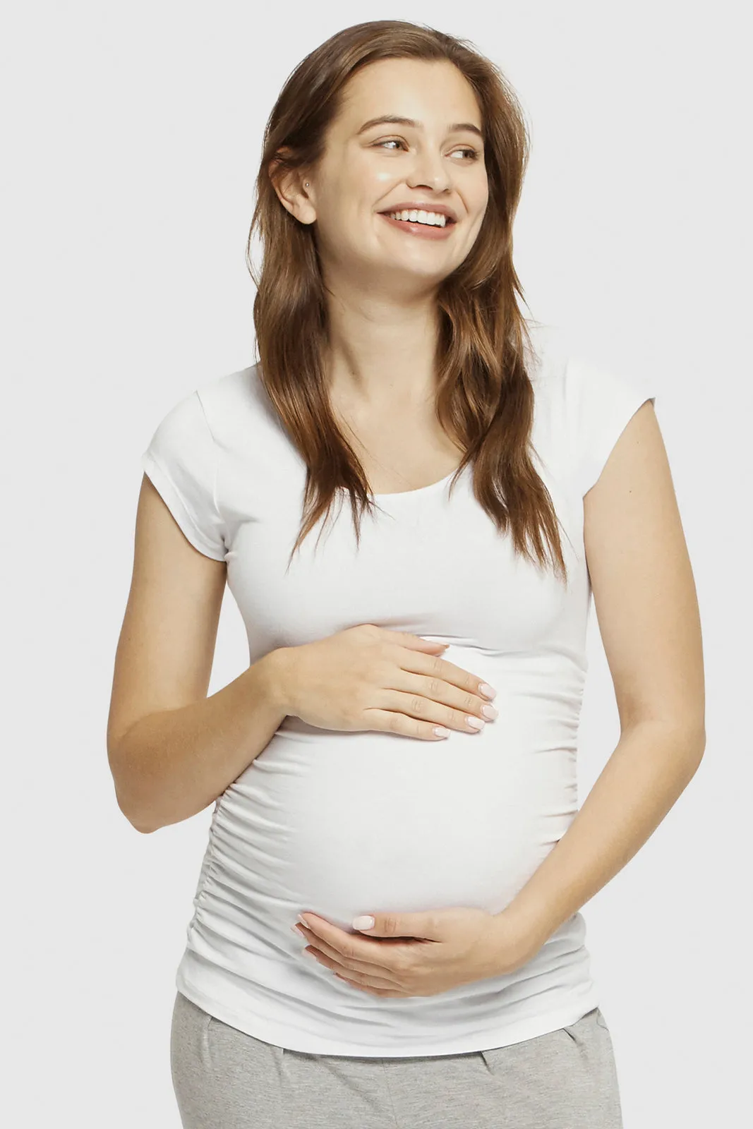 Ruched Maternity Tee - White