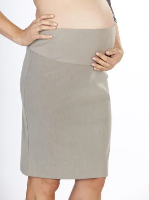 Straight Cut Maternity Work Skirt in Light Taupe