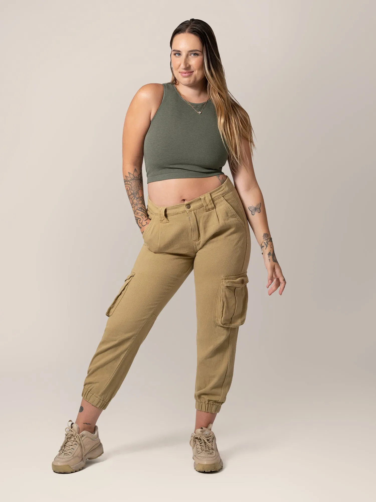 Sublime® Bamboo Maternity & Nursing Longline Bra | Olive Heather