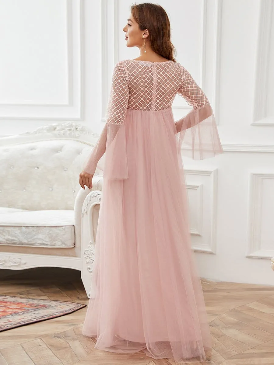 Sweetheart Long Bell Sleeve A-Line Maternity Dress