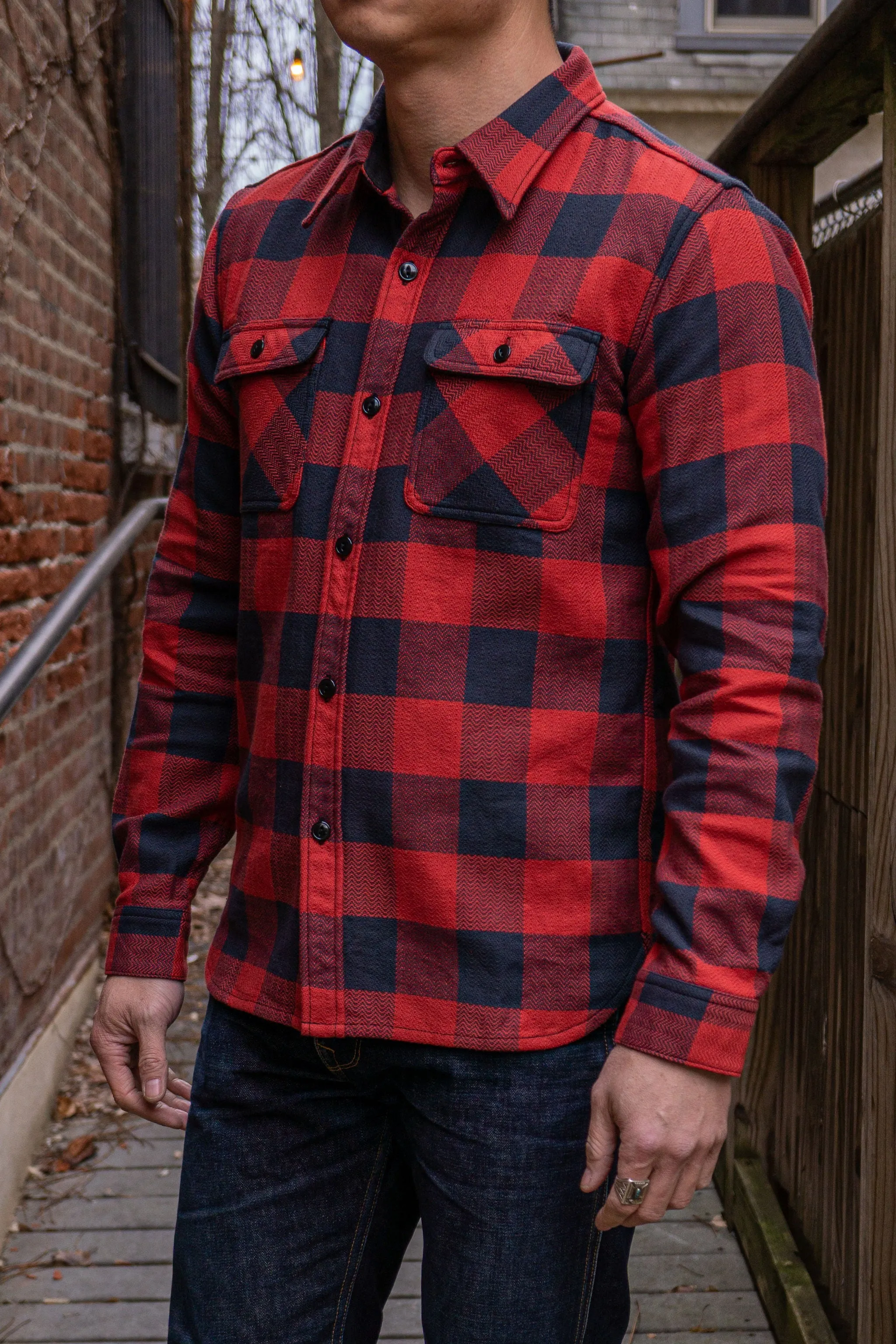 The Flat Head SNR-101L Block Check Flannel Shirt - Red/Black