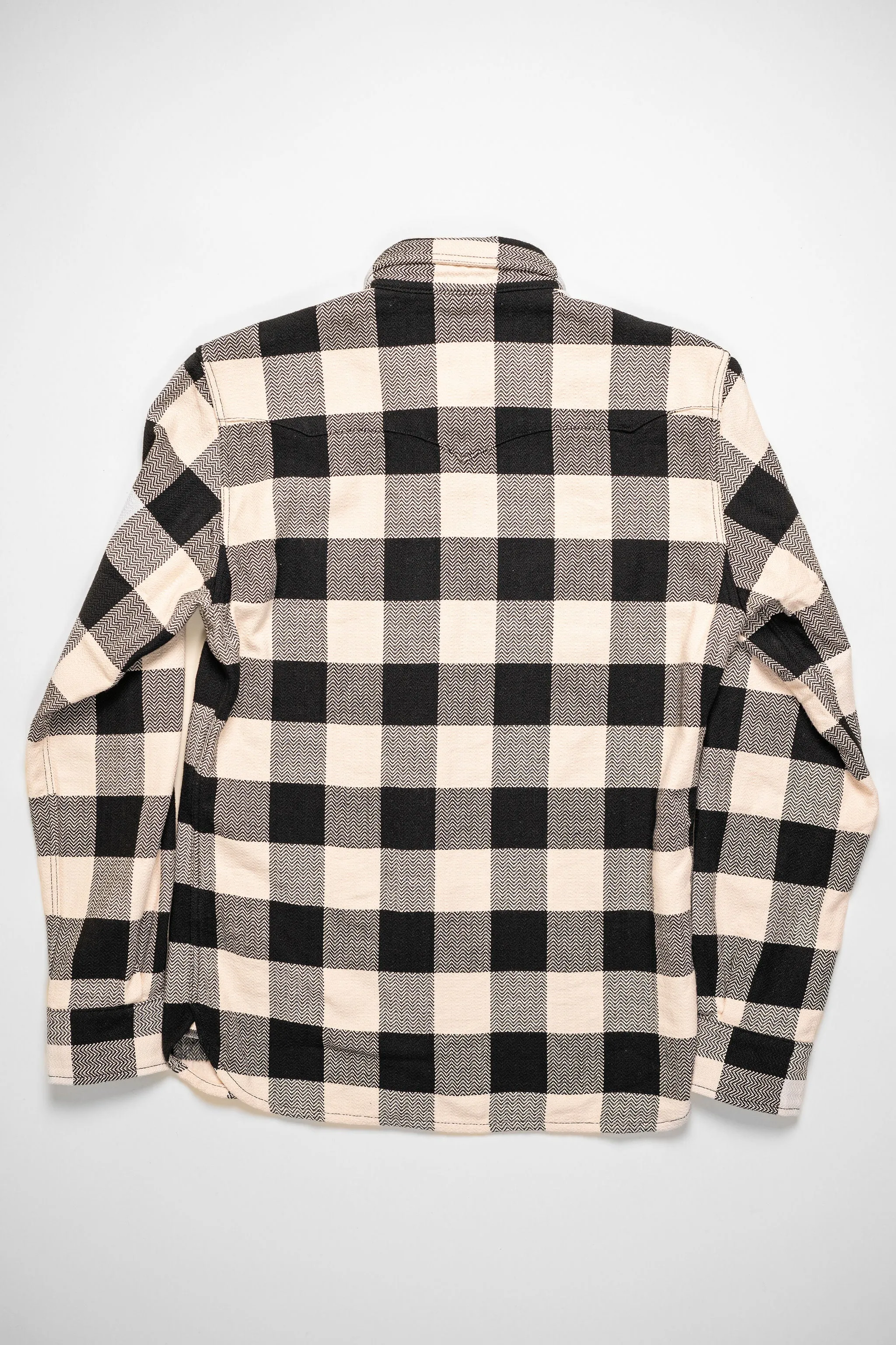 The Flat Head SNW-101L Block Check Western Flannel Shirt - Ivory/Black