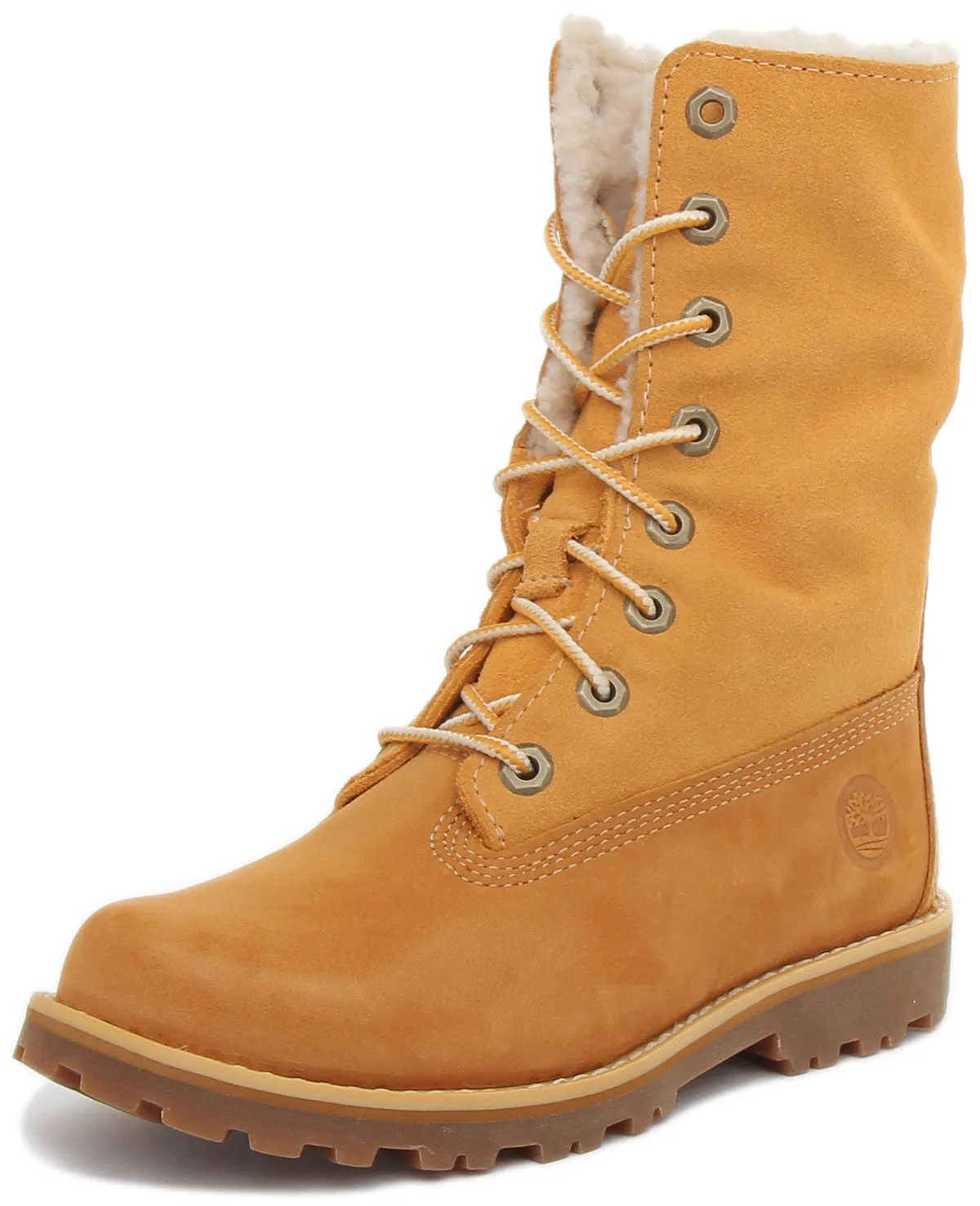 Timberland 2236B 6inch Fold Down Fur In Wheat For Kids