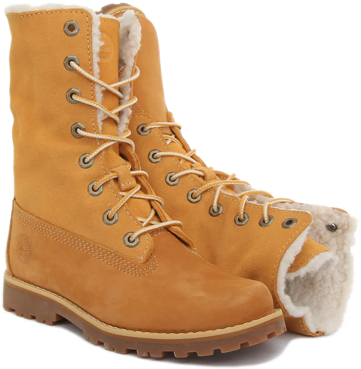 Timberland 2236B 6inch Fold Down Fur In Wheat For Kids