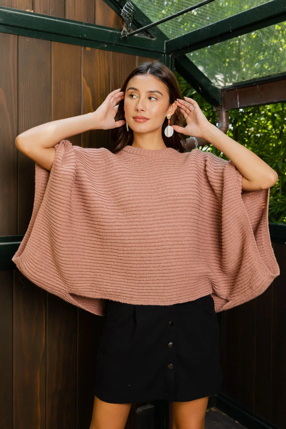 Urban Chic Ribbed Knit Sleeve Poncho