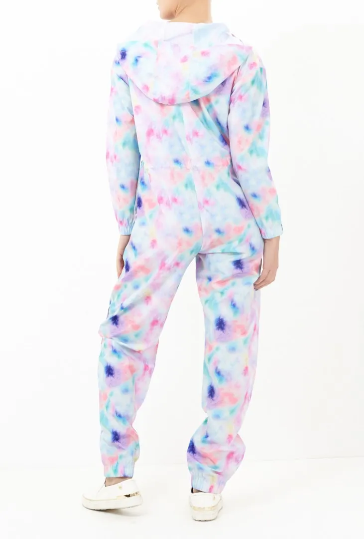 V FESTIVAL TIE DYE SHOWERPROOF JUMPSUIT