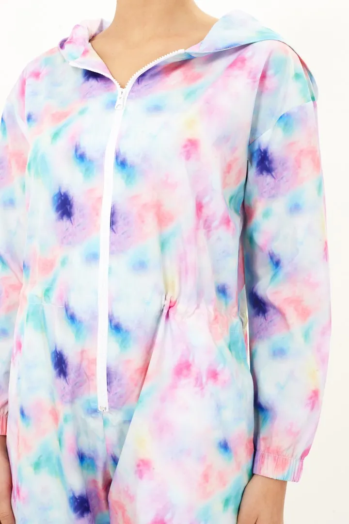 V FESTIVAL TIE DYE SHOWERPROOF JUMPSUIT