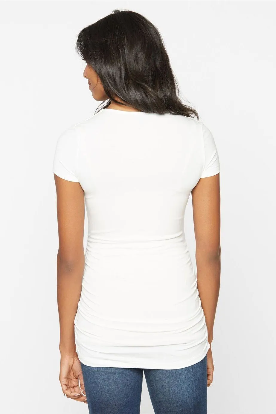 White Cap Sleeve Scoop Maternity Top